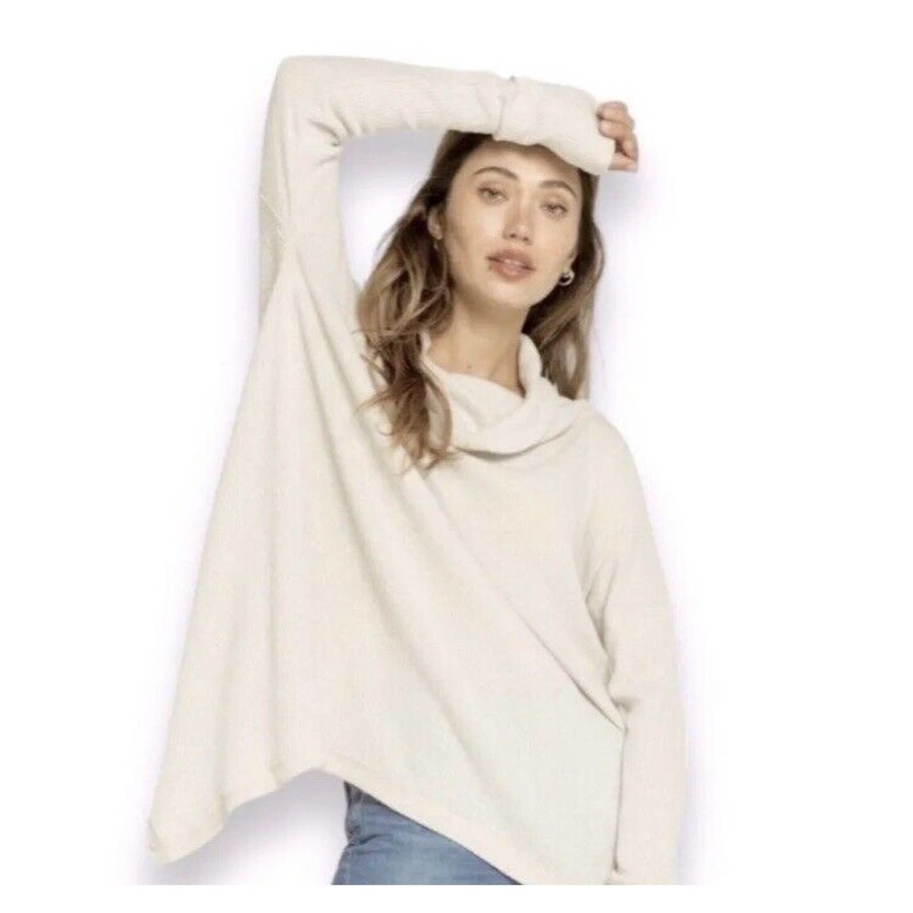 Free People NWT Juicy Long Sleeve Waffle Knit Thermal Shirt S Color: Stone Cold